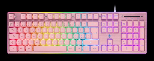 DELTACO PK75 RGB keyboard, 105 keys, Nordic layout, membrane switch, USB, pink/RGB (GAM-021-RGB-P)
