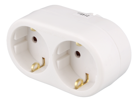 DELTACO Branch Socket, grounded, 2-socket - White (GT-987)