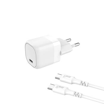 GEAR Charger 220V 1xUSB-C White PD/PPS 25W Cable USB-C to USB-C 3A (665127)