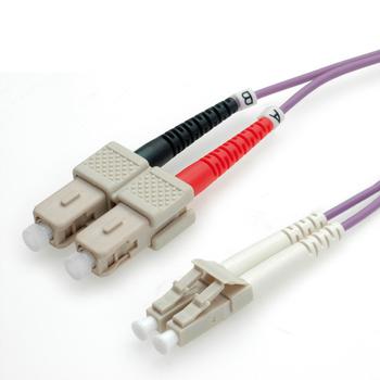 VALUE FO Fiber Kabel, Duplex, 50/125µm, LC/SC, OM4, violet, 1,0m (21998761)