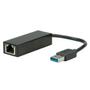 VALUE USB3.2 Gen1 Ethernet adapter, Sort, 10/100/1000, USB-A: Han - RJ45: Hun