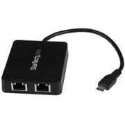 STARTECH USB-C to Dual Gigabit Ethernet Adapter with USB (Type-A) Port