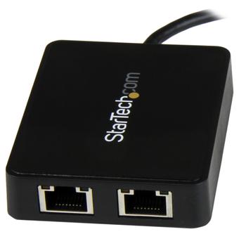 STARTECH USB-C to Dual Gigabit Ethernet Adapter with USB (Type-A) Port (US1GC301AU2R)