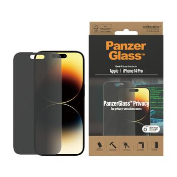 PanzerGlass iPhone 14 Pro Skjermbeskytter Privacy Glass, Antibakteriell (P2768)