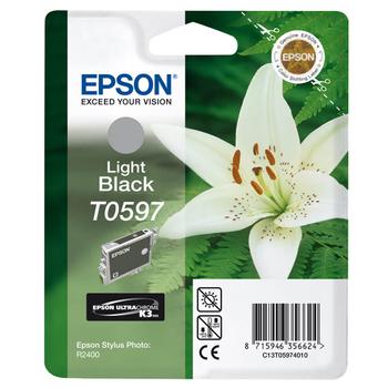 EPSON n Ink Cartridges,  Ultrachrome K3, T0597, Lily, Singlepack,  1 x 13.0 ml Light Black (C13T05974010)