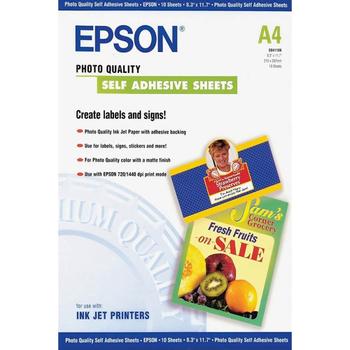 EPSON Photo Quality Ink Jet Paper self-adhesive,  DIN A4, 167g/m , 10 Sheets (C13S041106)