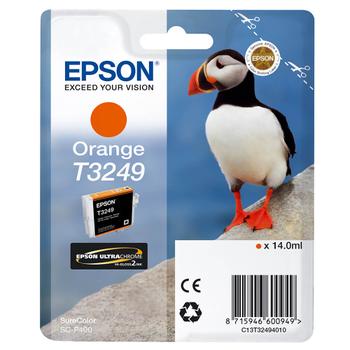 EPSON n Ink Cartridges,  Ultrachrome Hi-Gloss2,  T3249, Puffin, Singlepack,  1 x 14.0 ml Orange (C13T32494010)