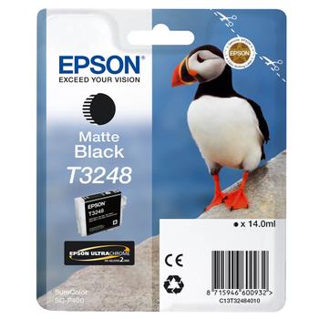 EPSON n Ink Cartridges,  Ultrachrome Hi-Gloss2,  T3248, Puffin, Singlepack,  1 x 14.0 ml Matte Black (C13T32484010)