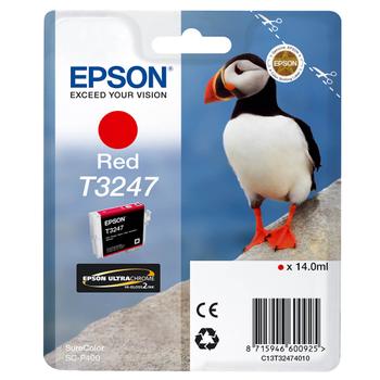 EPSON n Ink Cartridges,  Ultrachrome Hi-Gloss2,  T3247, Puffin, Singlepack,  1 x 14.0 ml Red (C13T32474010)