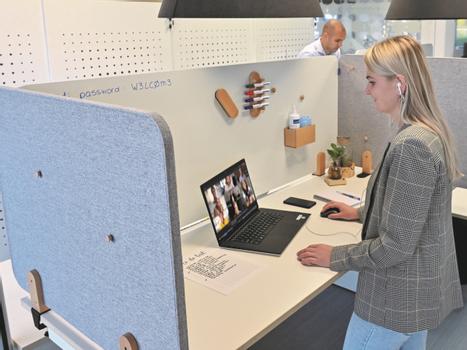 LEGAMASTER ELEMENTS Tischtrennwand akustik 60x120cm grau Klammern (7-209811)