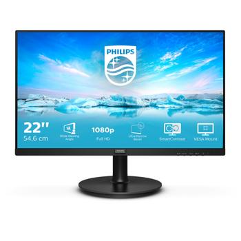 PHILIPS V-line 220V8L5 - LED monitor - 22" (21.5" viewable) - 1920 x 1080 Full HD (1080p) @ 60 Hz - VA - 250 cd/m² - 3000:1 - 4 ms - DVI-D, VGA - textured black (220V8L5/00)