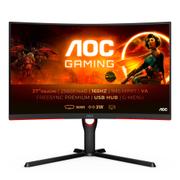 AOC Gaming CQ27G3SU/ BK - LED monitor - gaming - curved - 27" - 2560 x 1440 QHD @ 165 Hz - VA - 300 cd/m² - 1 ms - 2xHDMI, DisplayPort - speakers - red, black texture (CQ27G3SU/ BK)