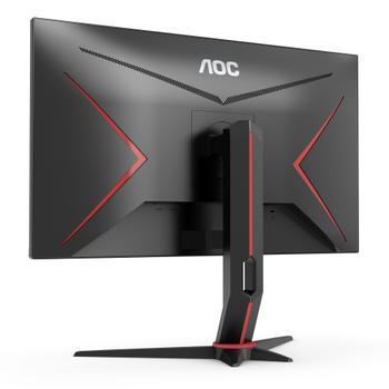 AOC Gaming U28G2XU/ BK - LED monitor - gaming - 28" - 3840 x 2160 4K @ 144 Hz - IPS - 370 cd/m² - 1000:1 - DisplayHDR 400 - 1 ms - 2xHDMI, 2xDisplayPort - speakers - black, red (U28G2XU/BK)