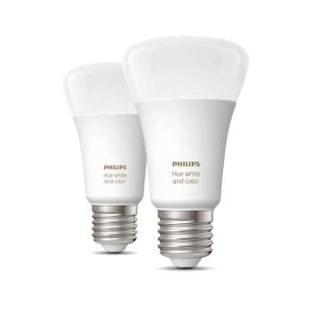 PHILIPS Hue White & Color RGB 2 stk E27 10W, dobbel pakke, hvitt og farget lys, smart LED lys-pære (929002216803)