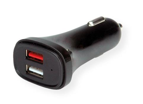 VALUE USB Car Charger, 2x USB, 5V2.4A + QC3.0 (19.99.1039)
