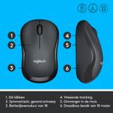 Logitech M220 Silent - mus - 2.4 GHz - koksgrå (910-004878)