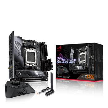 ASUS S ROG Strix X670E-I Gaming WiFi - Motherboard - mini ITX - Socket AM5 - AMD X670E Chipset - USB 3.2 Gen 1, USB 3.2 Gen 2, USB4, USB-C 3.2 Gen2 - 2.5 Gigabit LAN, Bluetooth,  Wi-Fi - onboard graphics (C (90MB1B70-M0EAY0)