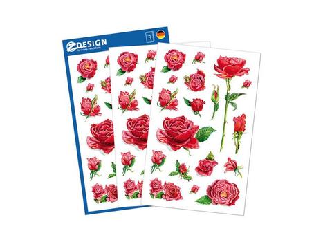 Z-Design Etikett AVERY dekor røde roser (3) (54337*10)
