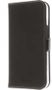 INSMAT Exclusive Flip Case - Vikbart fodral för mobiltelefon - genuint läder, polykarbonat, bomullssömmar, kartong+papper - svart - för Apple iPhone 14