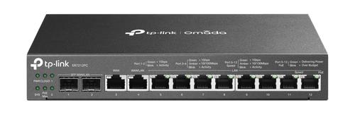 TP-LINK Omada Gigabit VPN Router with PoE+ Ports and Controller Ability PORT: 2x Gigabit SFP WAN/LAN Port,  1x Gigabit RJ45 WAN Port,  1x Gigabit RJ45 WAN/LAN Ports,  8x Gigabit RJ45 LAN ports SPEC: 802.3at/a (ER7212PC)