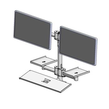 ERGONOMIC SOLUTIONS Wall mounted pole with dual  (EET063-02)