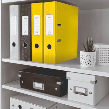 LEITZ 180 WOW Lever Arch File Laminated Paper on Board A4 80mm Spine Width Yellow (Pack 10) 10050016 (10050016)