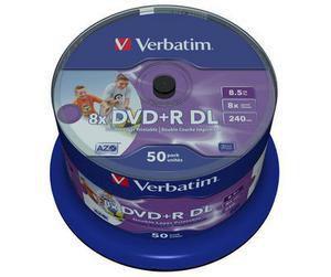 VERBATIM DVD+R DL, 8x, 8,5 GB/240 min, 50-pack spindel, AZO (43703)