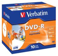 VERBATIM 16x DVD-R 4,7GB Print (Metal AZO) 10-pack Jewel Case (43521)