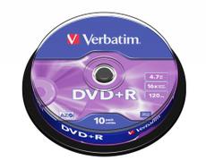VERBATIM DVD+R, 16x, 4,7 GB/120 min, 10-pakkaus, spindle, AZO