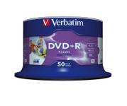 VERBATIM DVD+R Media 16X Wide Inkjet Printable 4.7GB Advanced AZO 50 Pack (43512)
