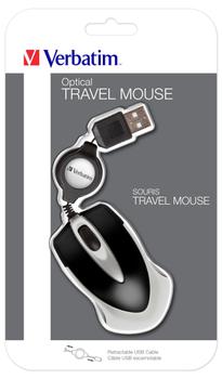 VERBATIM Go Mini Optical Travel Mouse, Black (49020)