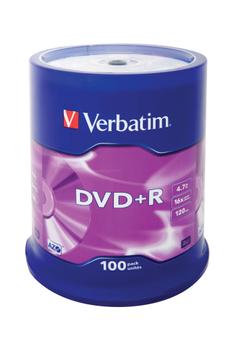 Verbatim 100 x DVD+R - 4.7 GB 16x - matt sølv - spindel (43551)
