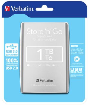 VERBATIM Harddisk 1TB 2.5" Store N Go USB 3.0 Silver (53071)