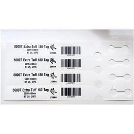 ZEBRA Tag, 8000T Extra Tuff 180 Tag, 4x 25x229mm, 2000 tags/ roll,  1 roll/box, 76mm Core, Out ? 200mm (3006305)