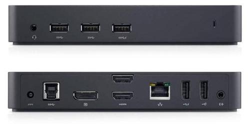 DELL D3100 USB 3.0 Ultra HD Tripple Video Docking Station - EU Type C Plug, Wired, Black (452-ABOU)