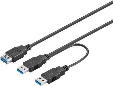 MICROCONNECT 2x A plug to A jack 0.3 meter (USB3.0AAA)