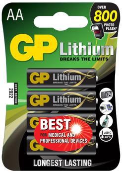 GP AA lithium battery 1.5V,  (AA 4-P 15LF)