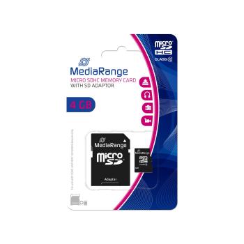 MediaRange SD MicroSD Card  4GB SD CL.10 inkl. Adapter (MR956)