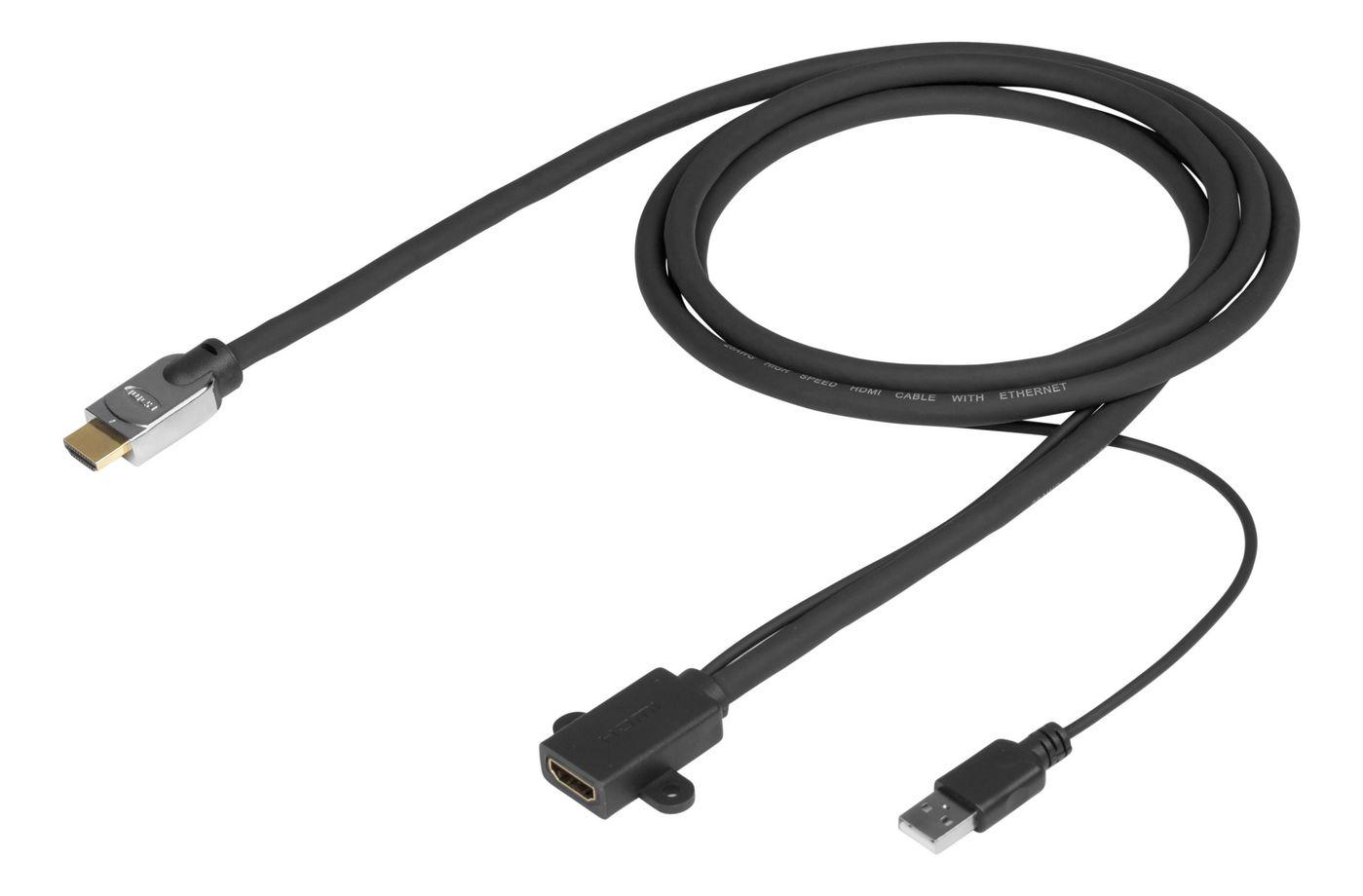 Pro - HDMI-kabel med Ethernet - HDMI til HDMI, USB (kun strøm) - 5 m - svart - USB-strøm, støtte for Dolby DTS-HD Master Audio, 4 K 60 Hz (4096 x 2160) støtte
