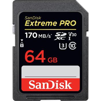 SANDISK k Extreme Pro - Flash memory card - 64 GB - Video Class V30 / UHS-I U3 / Class10 - SDXC UHS-I (SDSDXXY-064G-GN4IN)