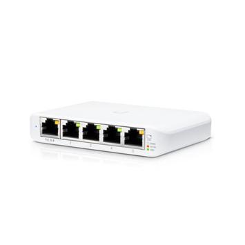 Ubiquiti UniFi Flex Mini Switch Layer 2 - 5 porter - kan få strøm fra PoE eller 5V USB-C-adapter (inkludert) (USW-FLEX-MINI)