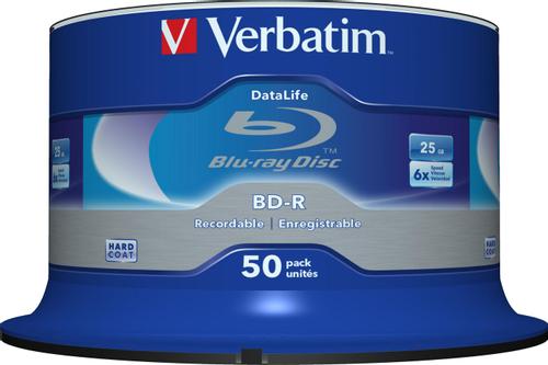 VERBATIM BD-R SL DATALIFE 25GB 6X 50PACK SPINDLE NO ID SUPL (43838)