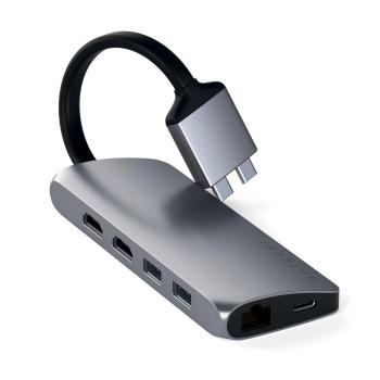 SATECHI USB-C Multimedia Adapter Dual 4K - Space Grey USB-C Mini-dockningsenhet (ST-TCDMMAM)