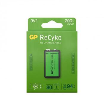GP Batteries ReCyko 9V-battery,  20R8H-2WB1,  (Rechargeable),  1-pack /201219 (201219)