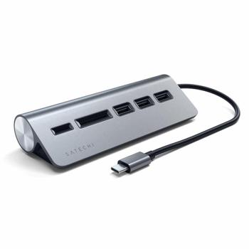 SATECHI USB-C Aluminum USB-hub & Minneskortläsare - Space Grey (ST-TCHCRM)