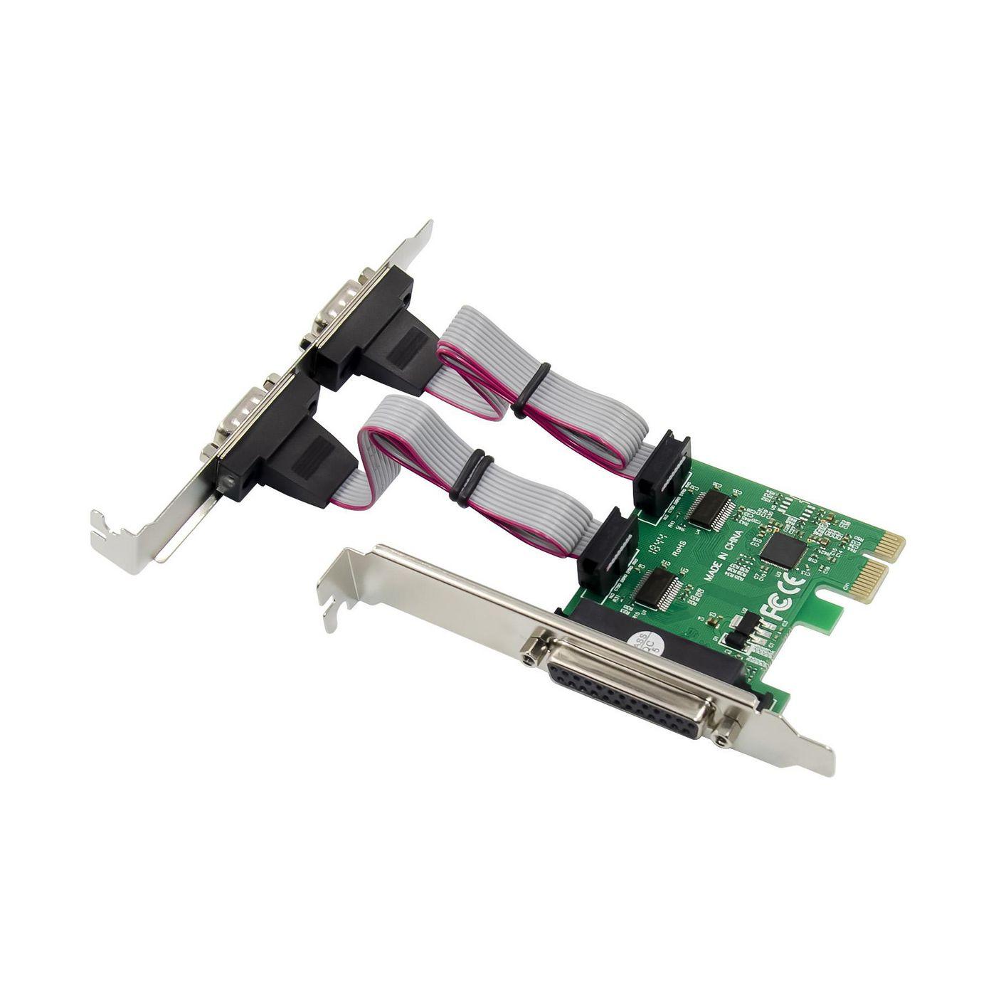 MicroConnect parallell / seriell adapter - PCIe 2.0 - RS-232 x 2 + parallell x 1