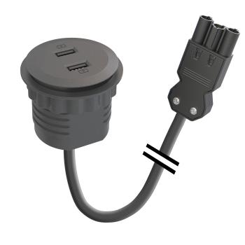 FORMING FUNCTION Powerdot MINI- 2x USB Wieland GST18® Sort- 20cm (935-PM51-GST)
