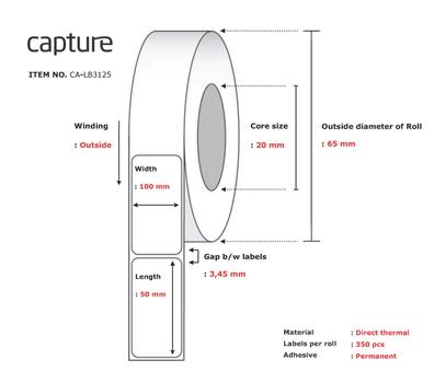 CAPTURE Direct Thermal Label 100x50, (CA-LB3125)