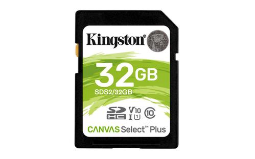 KINGSTON Canvas Select Plus - Flash memory card - 32 GB - Video Class V10 / UHS-I U1 / Class10 - SDHC UHS-I (SDS2/32GB)