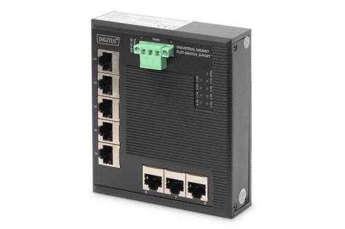 DIGITUS Industrial 8-Port Gigabit Flat Switch 5-port, DIN rail, extended temp. range (DN-651127)